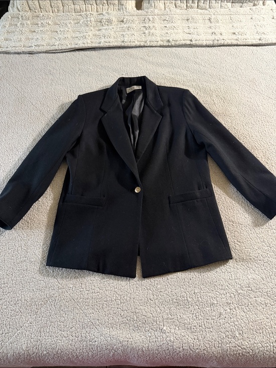dumas Jackets & Blazers - Dumas Wool Classic Black Boxy Single-Button Tailored Blazer 14/16